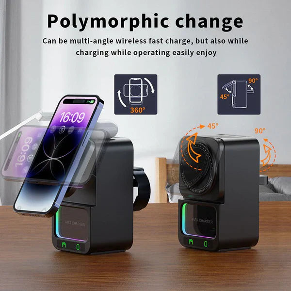 5-in-1 Wireless Charging Station with Bluetooth Speaker Sleek Smart & Powerful