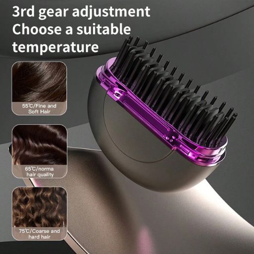 “Glam Brush – Cordless Mini Hair Straightening Brush for Quick & Smooth Styling 💕” ✨
